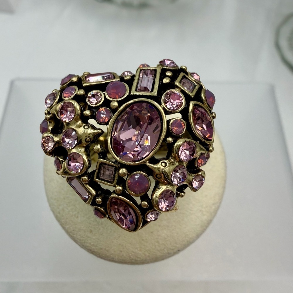 Heidi Daus Pink Heart Crystal Statement Ring size 8. #416R